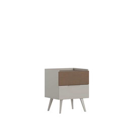 Hanah Home Mesita de Noche Milano Visón, 2 Cajones y Estanterías, Fabricada en Tablero de Partículas Recubierto de Melamina